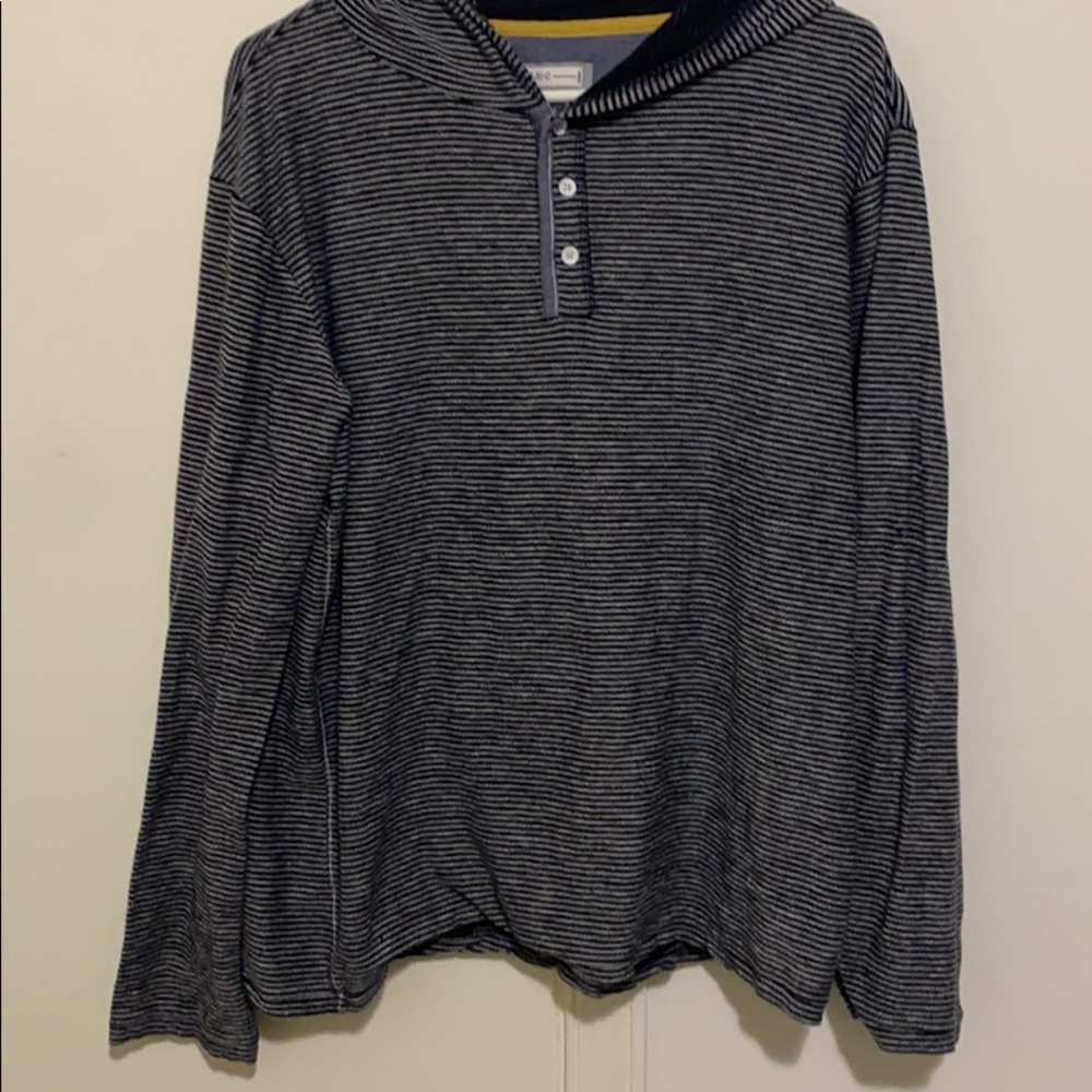 Striped long sleeve shirt with hood